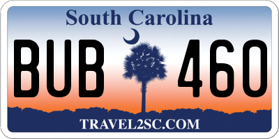 SC license plate BUB460