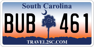 SC license plate BUB461