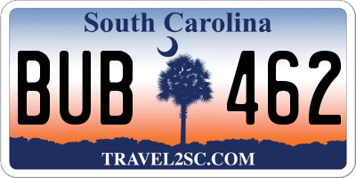 SC license plate BUB462