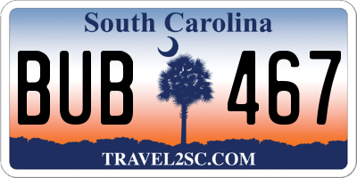 SC license plate BUB467