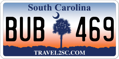 SC license plate BUB469