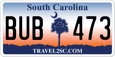 SC license plate BUB473
