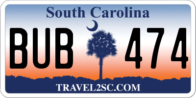 SC license plate BUB474