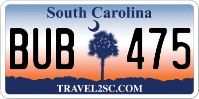 SC license plate BUB475