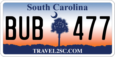 SC license plate BUB477