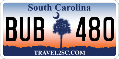 SC license plate BUB480