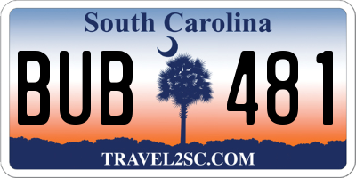 SC license plate BUB481