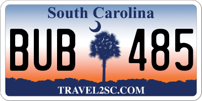 SC license plate BUB485