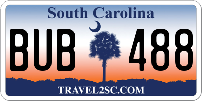 SC license plate BUB488