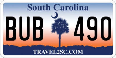 SC license plate BUB490