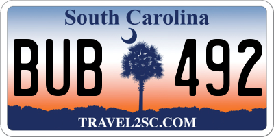 SC license plate BUB492