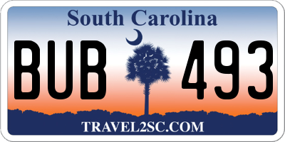 SC license plate BUB493