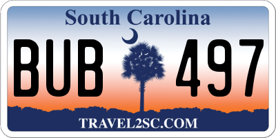 SC license plate BUB497