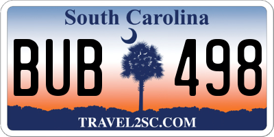 SC license plate BUB498