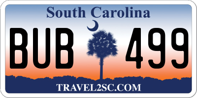 SC license plate BUB499