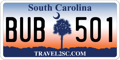 SC license plate BUB501