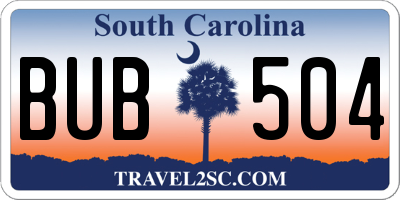 SC license plate BUB504