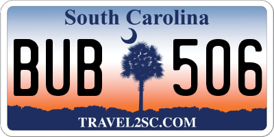 SC license plate BUB506
