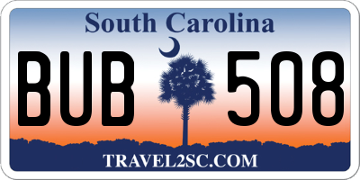 SC license plate BUB508