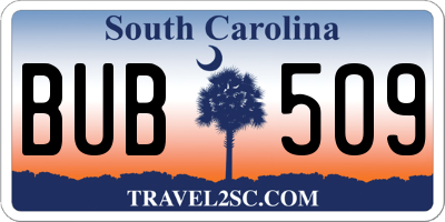 SC license plate BUB509