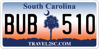SC license plate BUB510