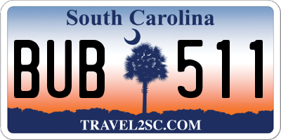 SC license plate BUB511