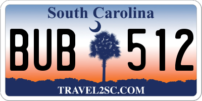 SC license plate BUB512