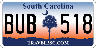 SC license plate BUB518