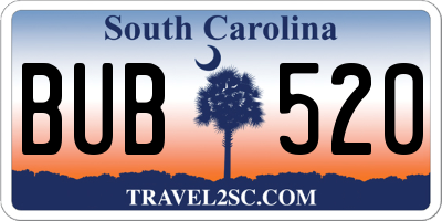 SC license plate BUB520