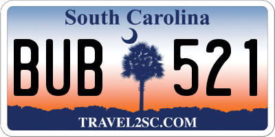 SC license plate BUB521