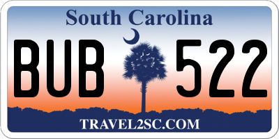 SC license plate BUB522