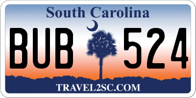 SC license plate BUB524