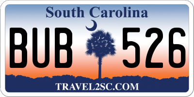 SC license plate BUB526