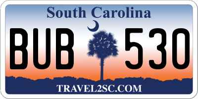 SC license plate BUB530