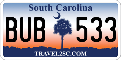 SC license plate BUB533