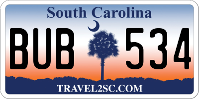 SC license plate BUB534