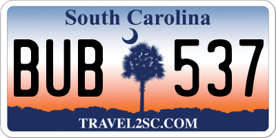 SC license plate BUB537