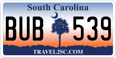 SC license plate BUB539