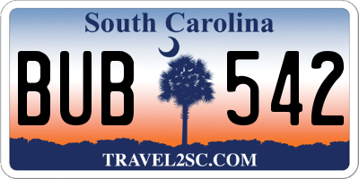SC license plate BUB542