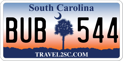 SC license plate BUB544