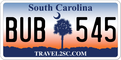 SC license plate BUB545