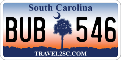 SC license plate BUB546
