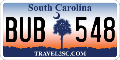 SC license plate BUB548