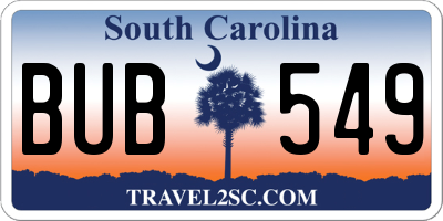 SC license plate BUB549