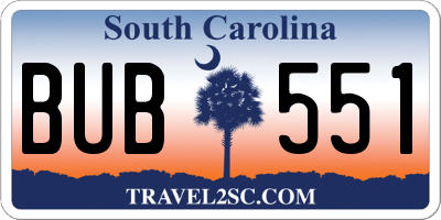 SC license plate BUB551