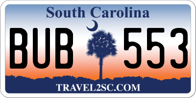 SC license plate BUB553