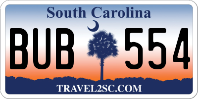 SC license plate BUB554