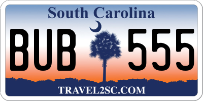 SC license plate BUB555