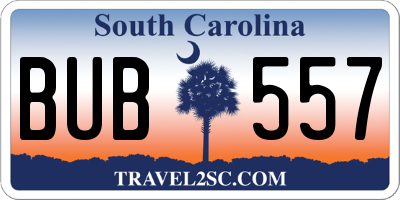 SC license plate BUB557