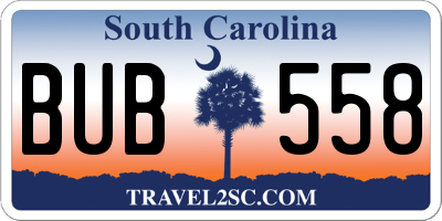 SC license plate BUB558